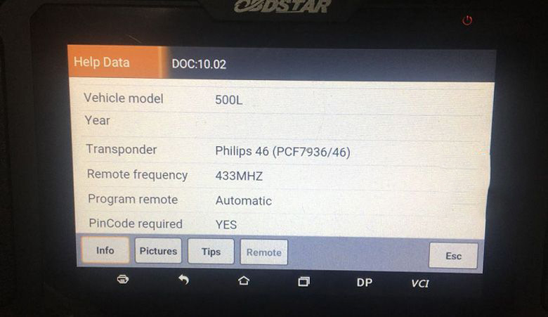 Información del dispositivo obdstar X300 pro4