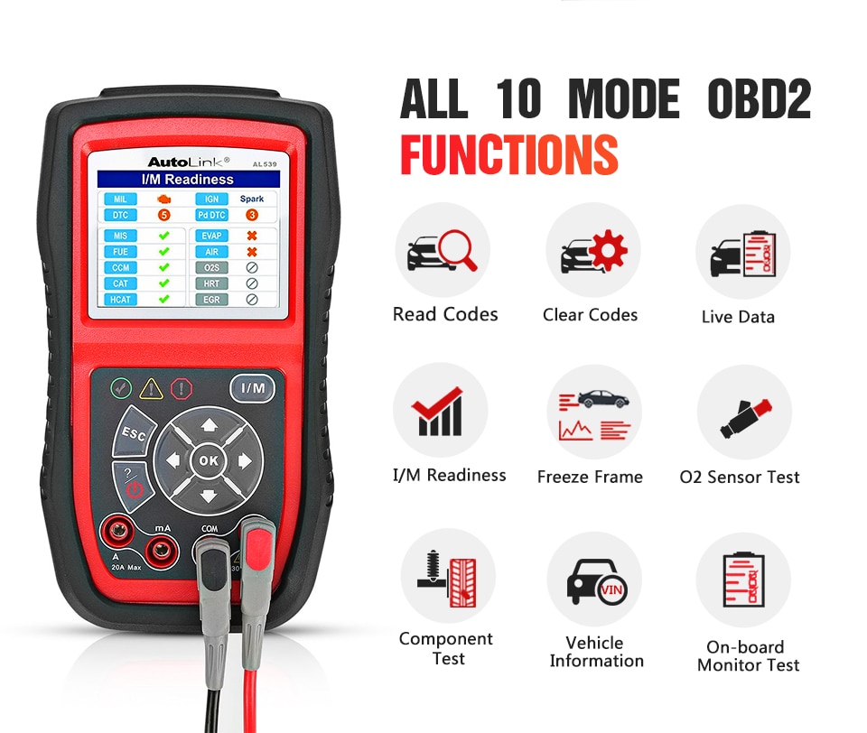 Herramienta de diagnóstico de fallas original autoel autolink al539 OBDII / CAN