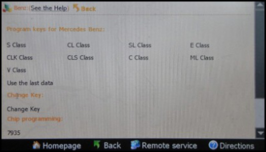 Mercedes - Benz y las teclas del programa digimaster III para los modelos compatibles