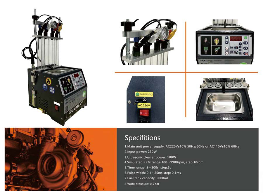 Vista general de los limpiadores y probadores de inyectores de combustible Power Jet pro 240