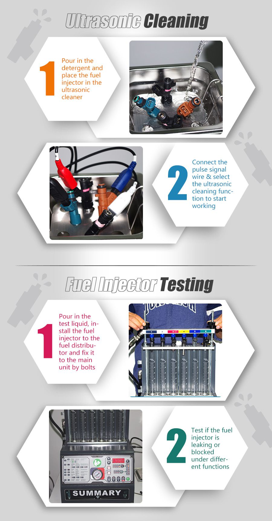 Resumen de limpiadores y probadores de inyectores de combustible Power Jet pro 260