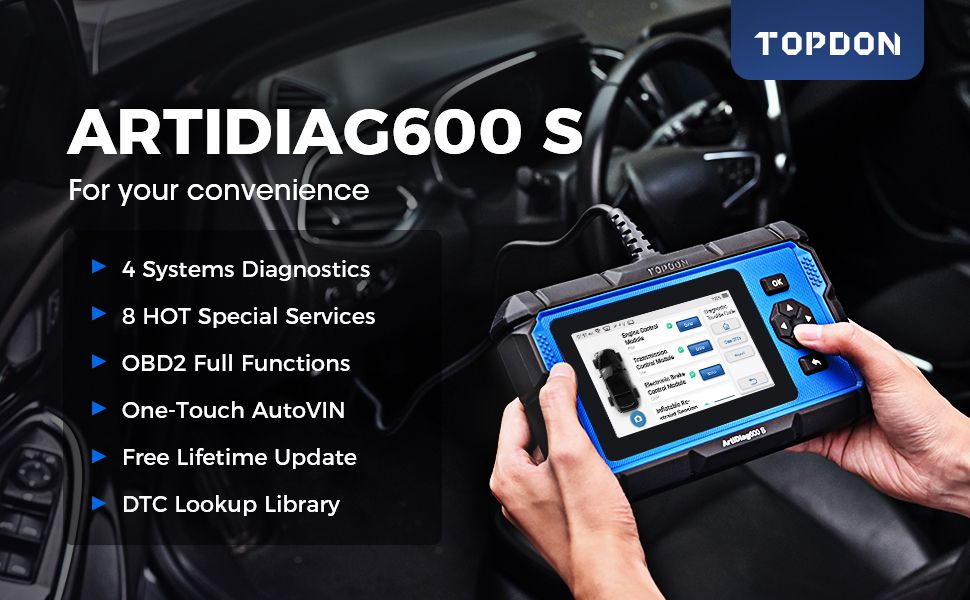 TOPDON Artidiag 600S AD600S with 4 System Diagnostic Tool and 8 Reset Services Free Lifetime Upgrade