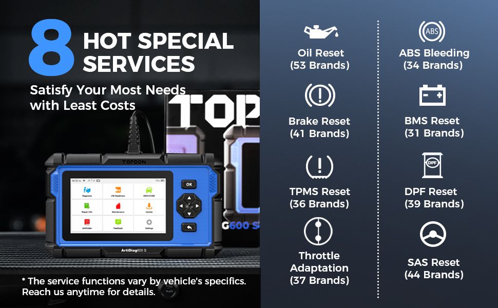 TOPDON Artidiag 600S AD600S with 4 System Diagnostic Tool and 8 Reset Services Free Lifetime Upgrade