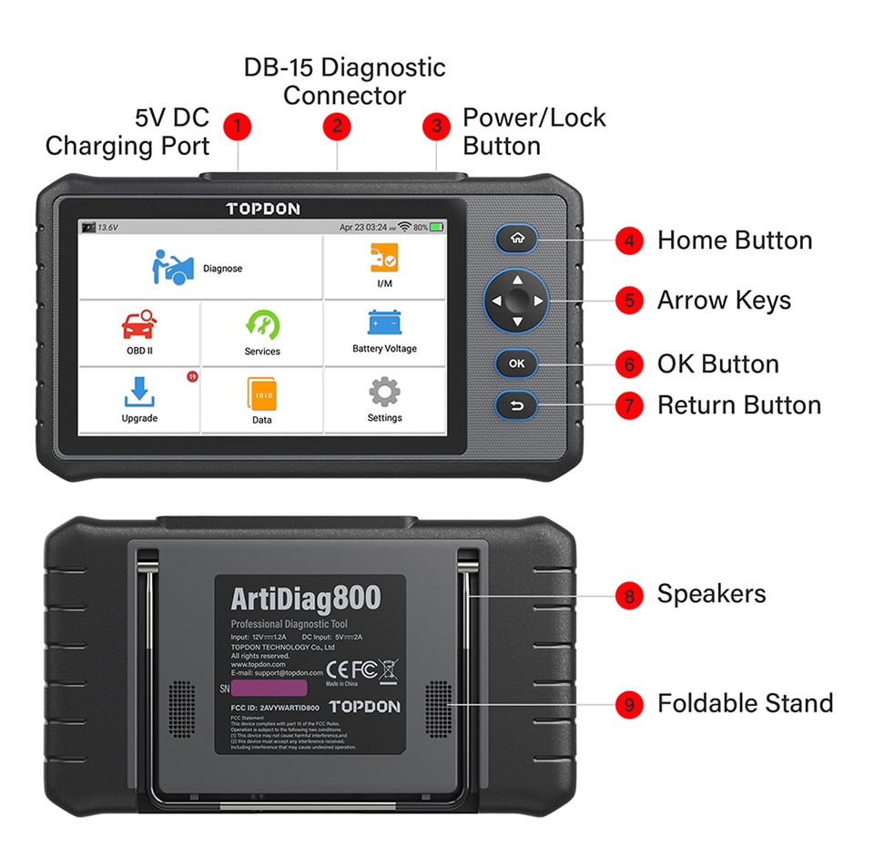 Topcon artidiag800 herramienta de diagnóstico automotriz de todo el sistema