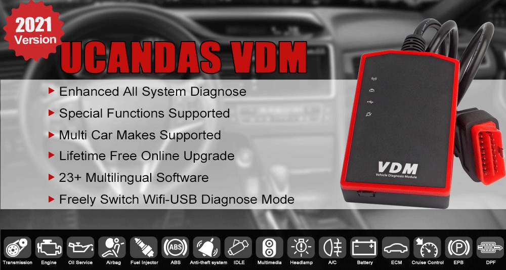 Escáneres obd2 de todo el sistema ucandas vtm wifi