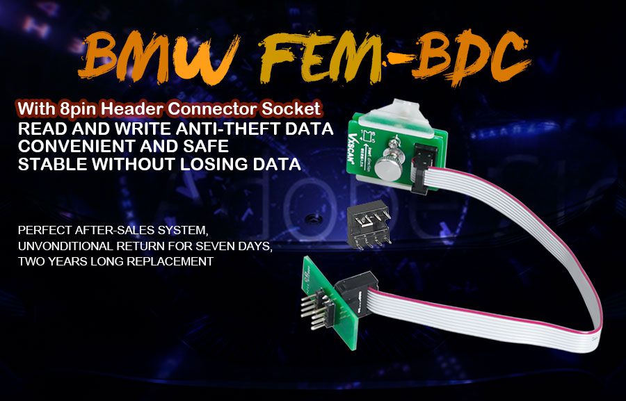 Vxscan 8 pin Adapter BMW Fem - BDC 95128 / 95256 chip antirrobo data Reading adapter, con enchufe de 8 agujas, utilizado con el programador xprog ECU