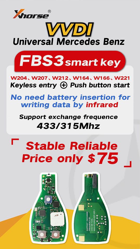 Xhorse MB FBS3 BGA KeylessGo Key 315/433MHZ 