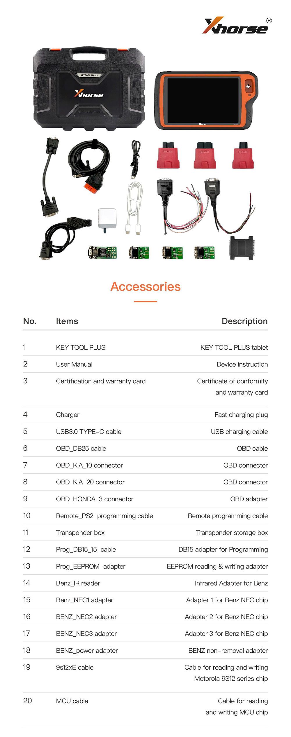 Lista de paquetes de xhorse vvdi Key Tool plus