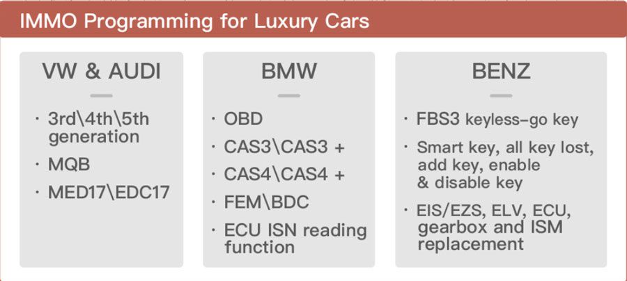 Herramientas clave de xhorse y programación de coches de lujo immo