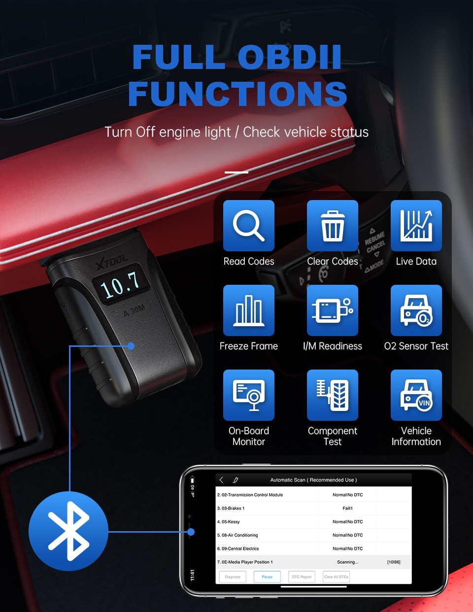 XTOOL A30M OBD2 Full System Diagnostic Tool