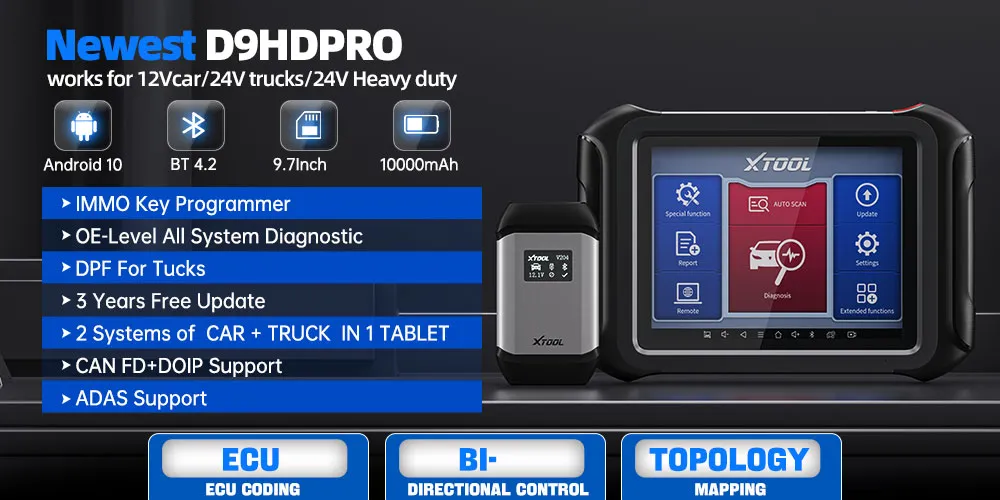 XTOOL D9HD 12V Auto und 24V LKW Full Functions Diagnose