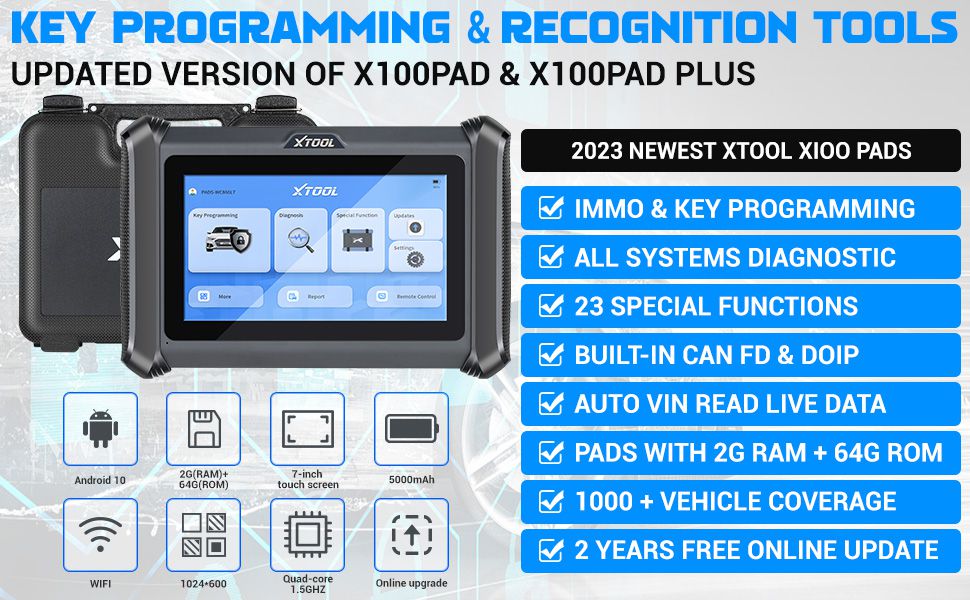 XTOOL X100 PAD S Full System Diagnosis 23+ Service Functions Upgraded Version of X100PAD PLUS