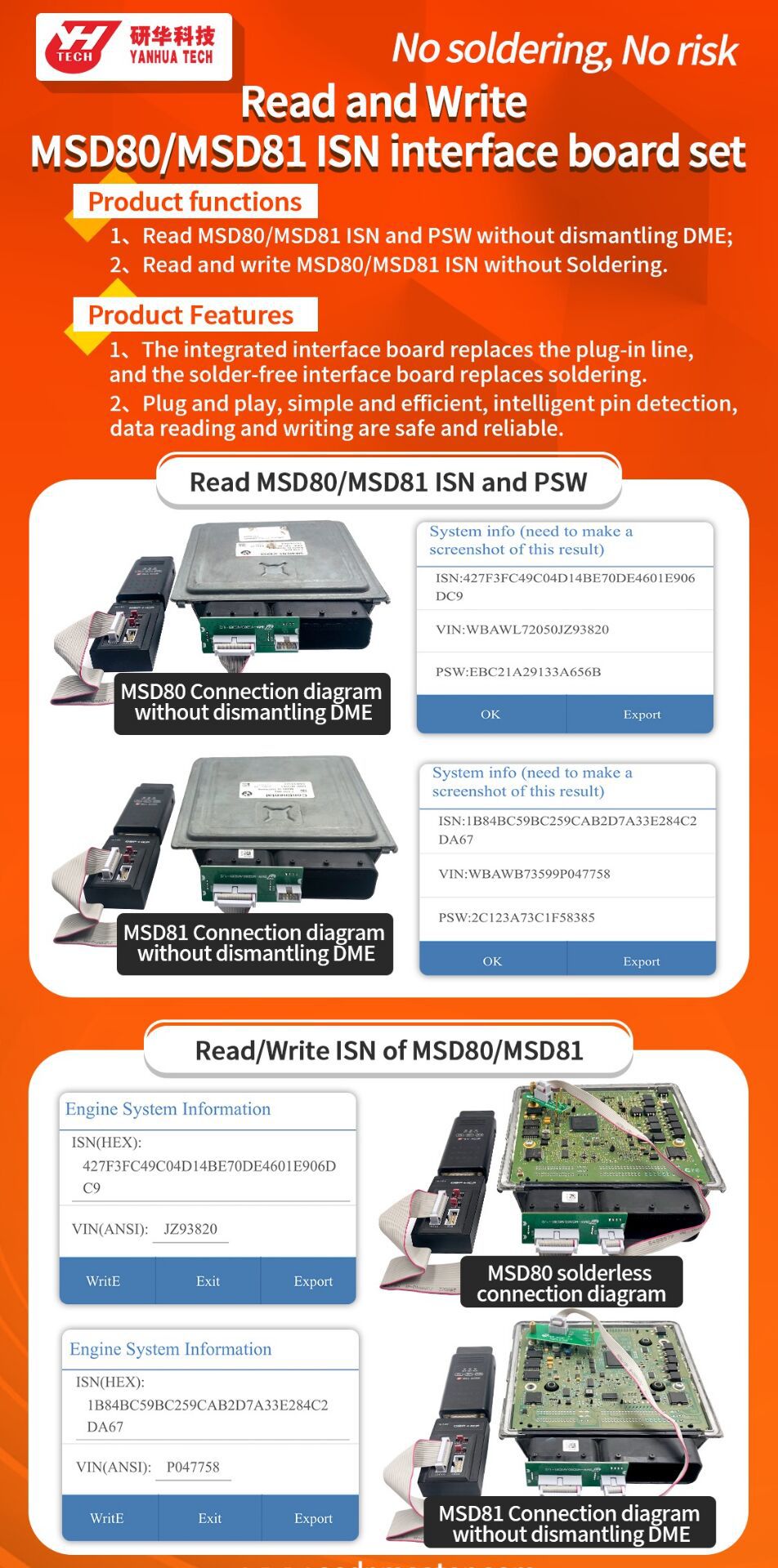 Yanhua ACDP BMW MSD80/MSD81 ISN Interface Board Set