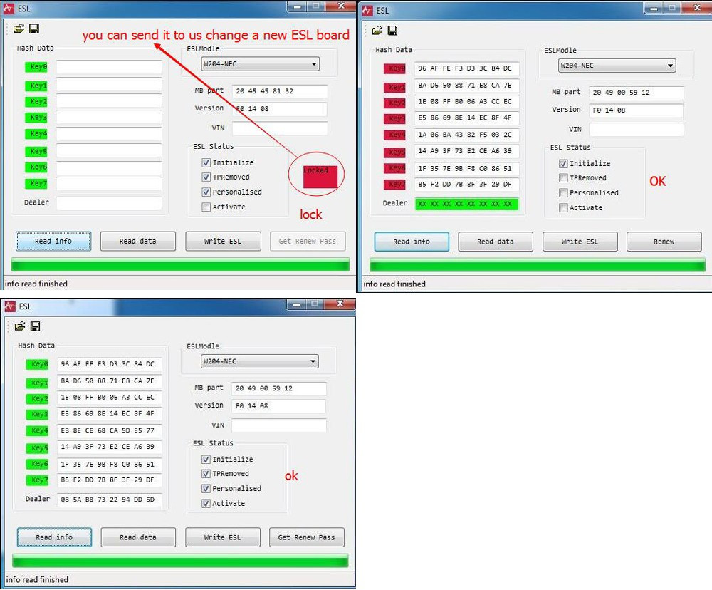 2009 - 2013 MB bga Key read ezs PW and write ESL Tool para talleres de reparación