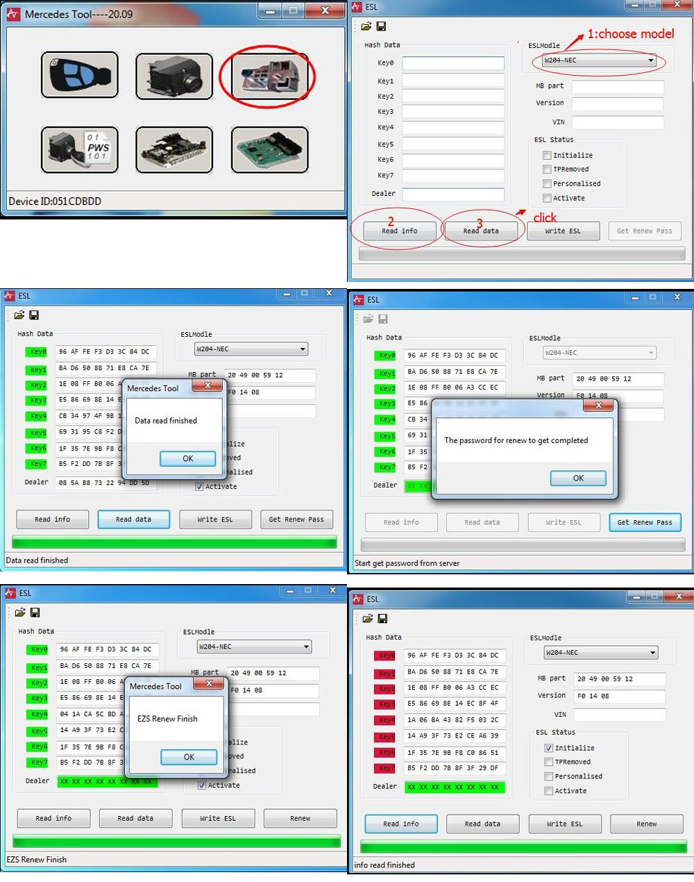 2009 - 2013 MB bga Key read ezs PW and write ESL Tool para talleres de reparación