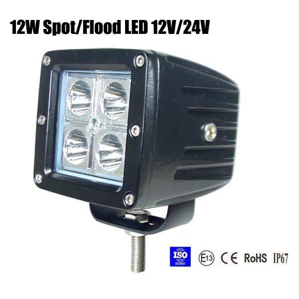 Focos de 12w / luces de trabajo LED de inundación jeep todoterreno ip67 12v 24v