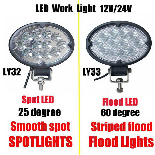 Focos de 36w / luces de trabajo LED de inundación jeep todoterreno ip67 12v 24v