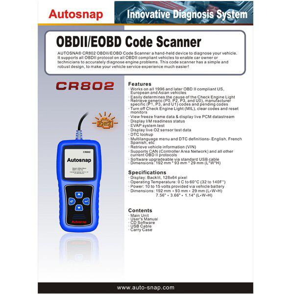 Escáner de código eobd autosnap cr802 OBDII