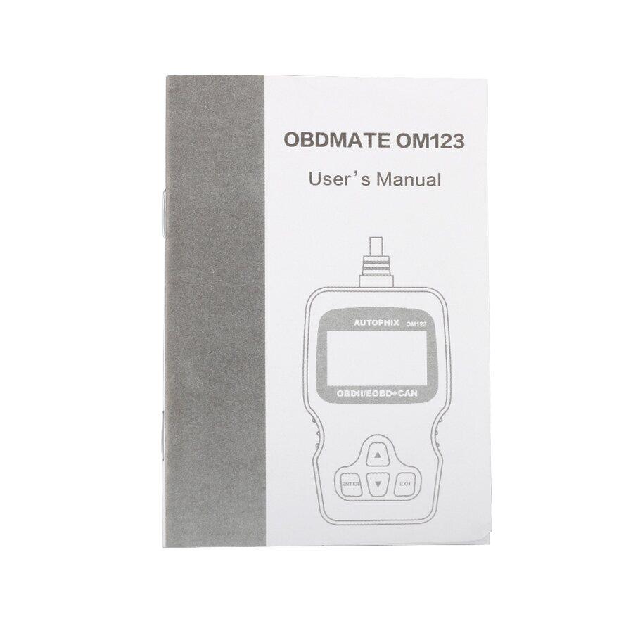 Nuevo om123 obd2 eobd puede lector de código de motor portátil multilingüe (negro)