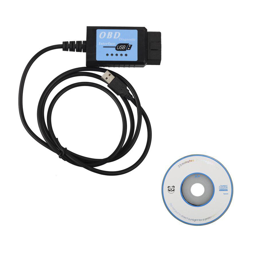 Escáner USB elm327 v1.4 plástico OBDII eobd canbus con software de chip ft232rl v2.1
