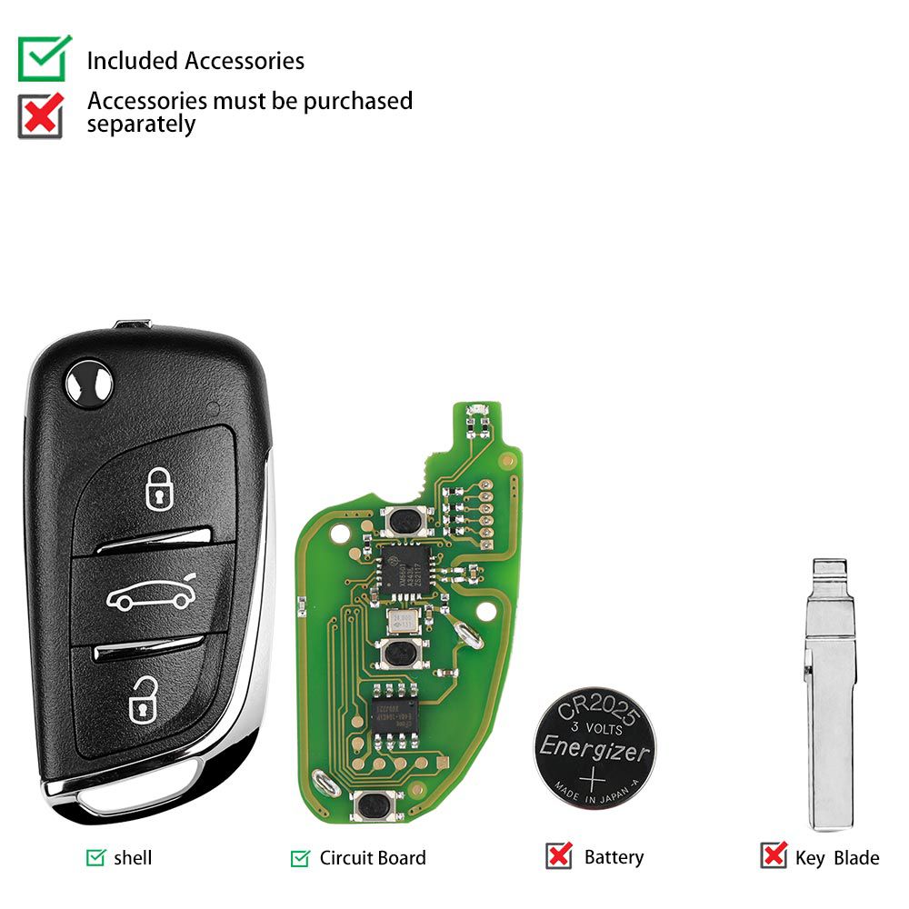 Xhorse xkds00en Volkswagen DS Style Wire control key 3 botones 5 / lote