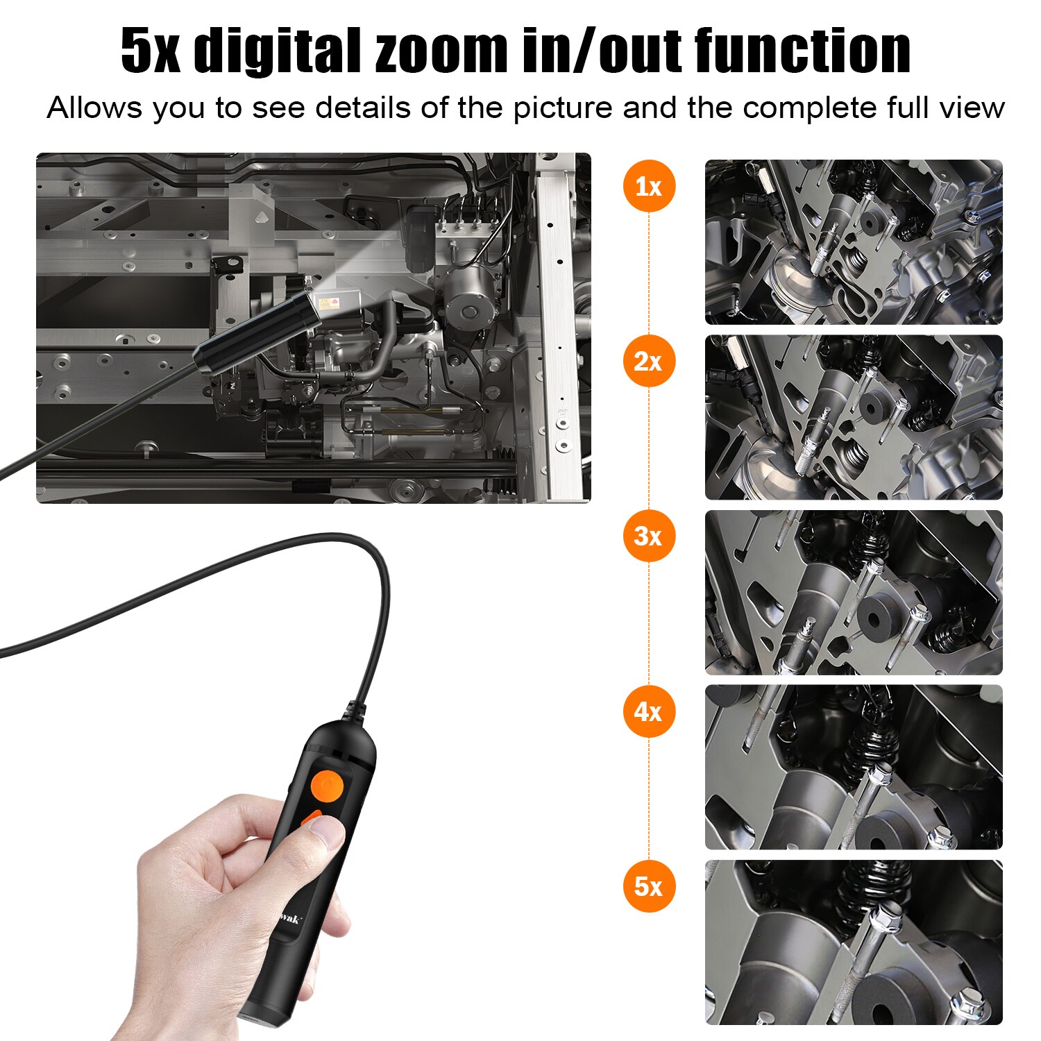 12MP Endoscope Camera Autofocus WiFi Endoscope Mini Camera 5X Zoom Fishing Camera Endoscope for Android With 10m Cable