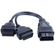 Conector de cable de extensión de 16 Pines obd2 OBDII conector de cable de extensión 1 cable masculino a 2 cable y de doble madre 30cm