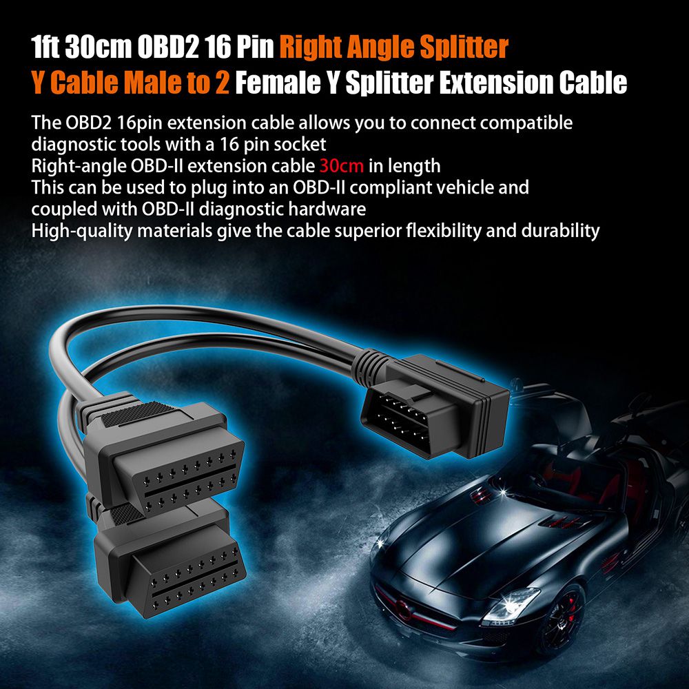 thumbnail image 2 of OBD2 Splitter: 1ft 16 Pin Extension Y Cable For Car Nigeria 2 of 11