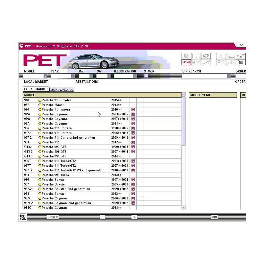 2015.07V 포르쉐 자동차 부품 카탈로그 PET 7.3