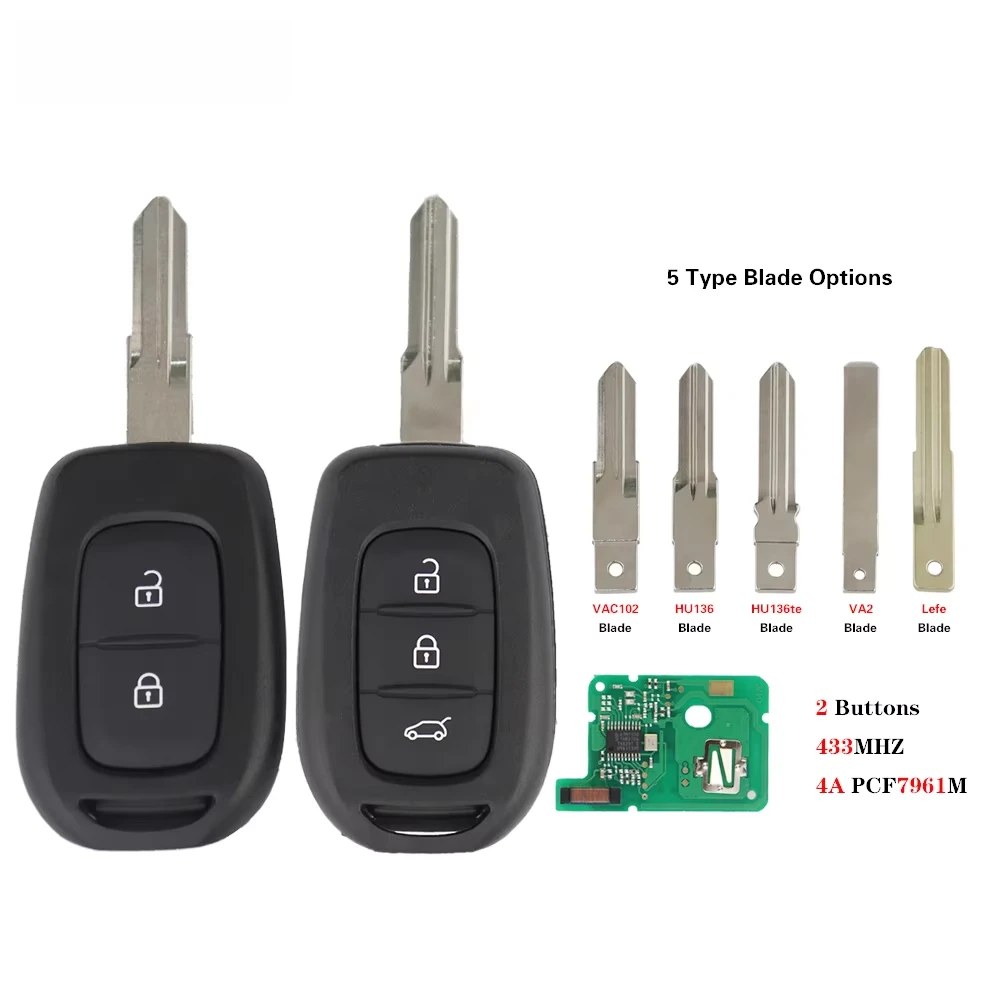 433Mhz PCF7961M Remote Car Key For Renault Sandero Dacia Dokker Logan 2 Lodgy Trafic Megane Master3 Clio4 Symbol Stepway Duster