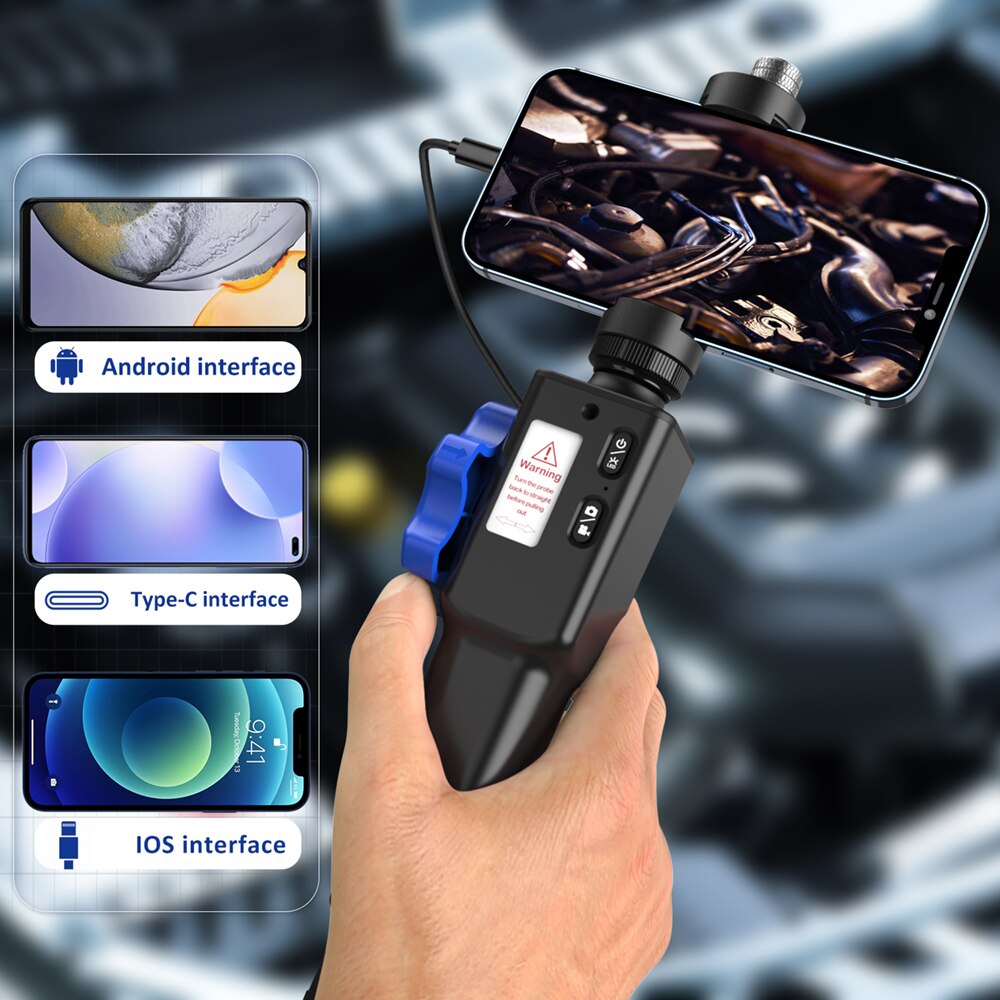 8.5MM Car Endoscope Camera 180 Degree Steering Industrial Endoscope Inspection Camera for Car 8 LED for iPhone Android PC