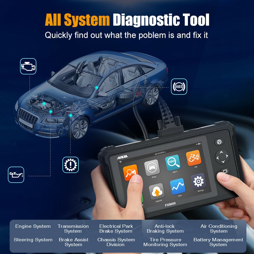 Ancel FX9000 OBD2 Automotive Scanner Professional OBD 2 Car Tools All System SRS TPMS TPS DPF IMMO Reset ODB2 Diagnostic Tool