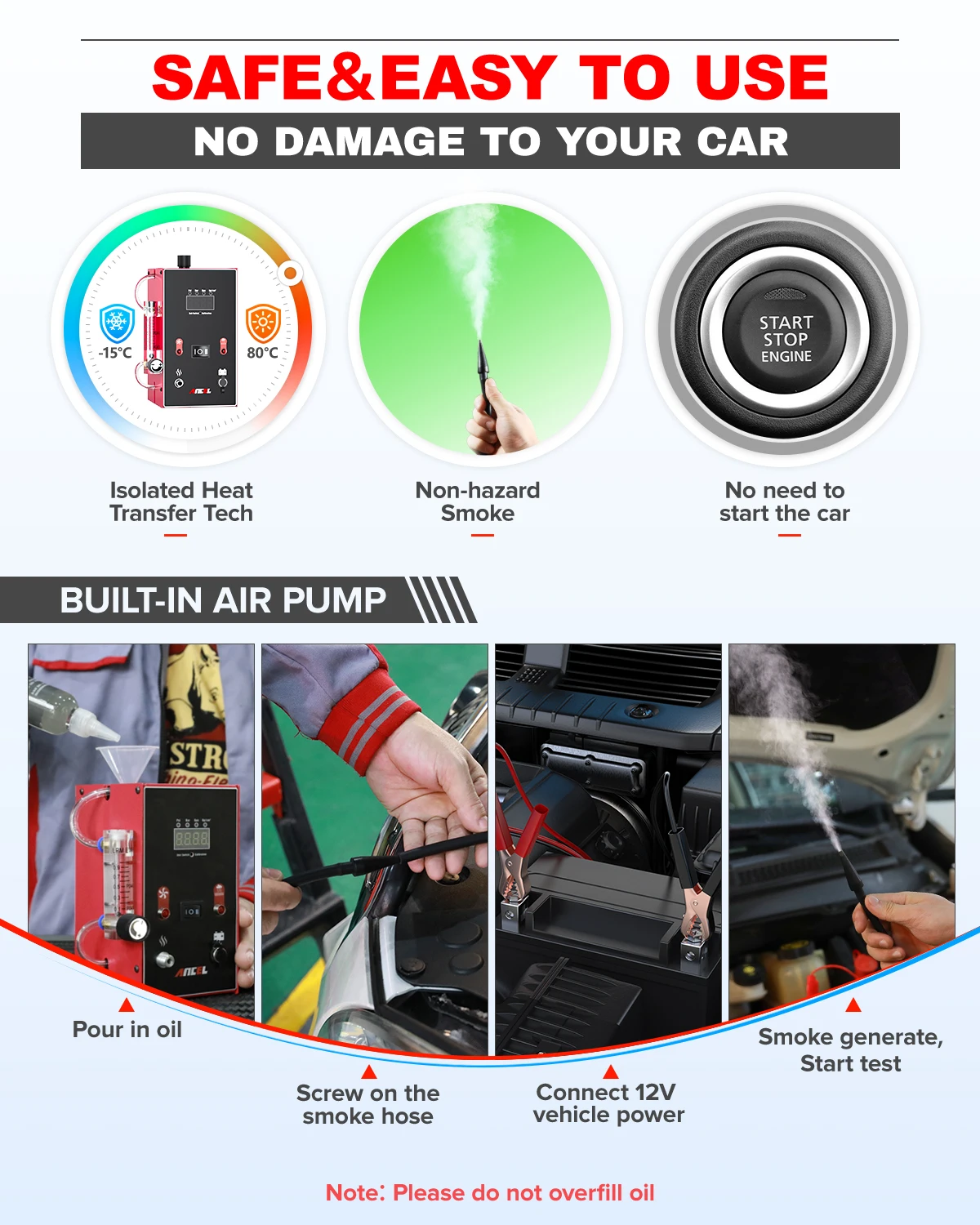 ANCEL L300 Car Smoke Leak Detector EVAP Pipe Smoking Generator Pipe Leakage Analyzer Tester EVAP System Diagnostic Tool