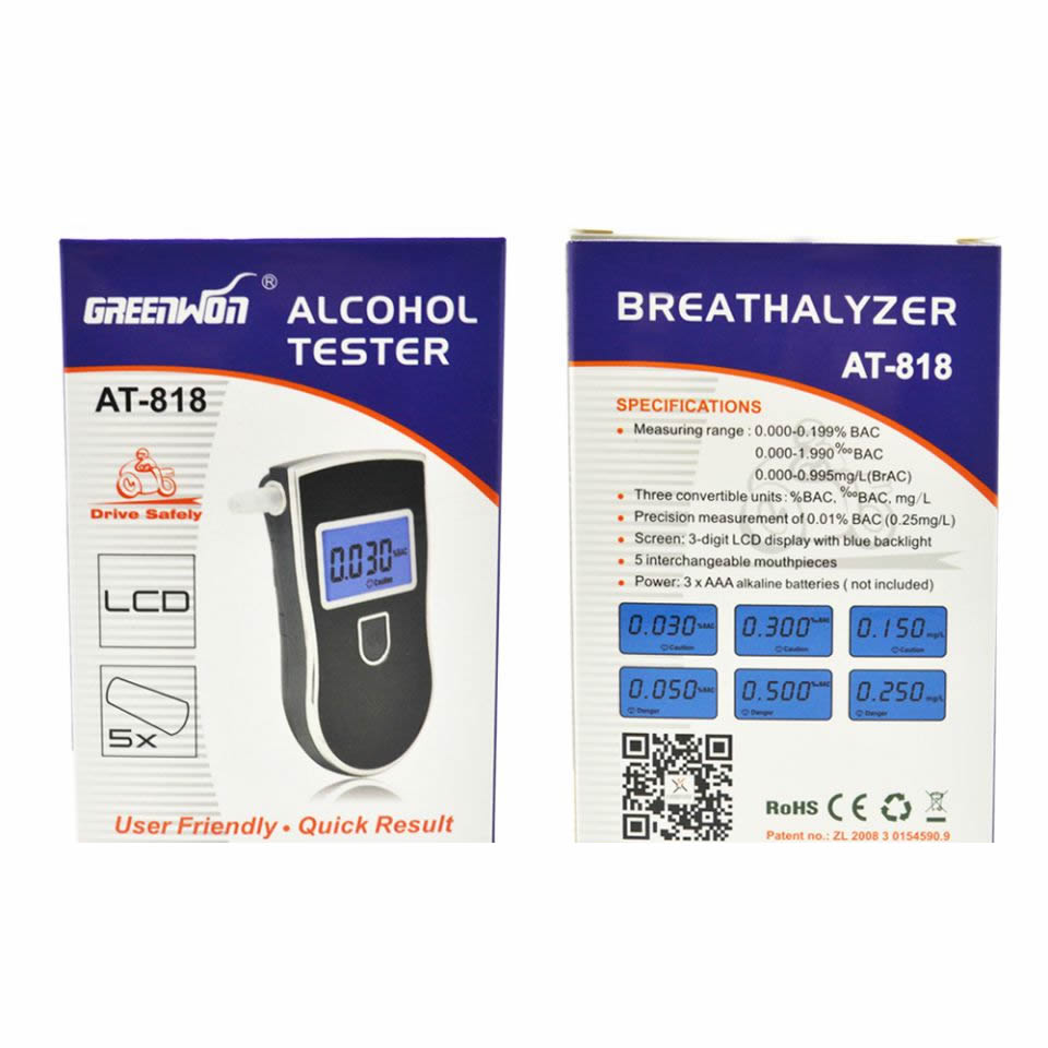 Prueba de alcohol digital at - 818 detector de analizador de succión detector de analizador de succión