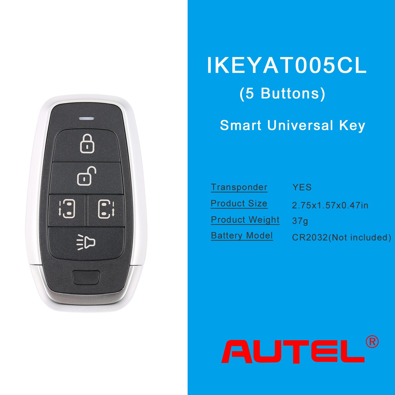 AUTEL IKEYAT005CL 5 버튼 독립형 범용 스마트키 5개/배치