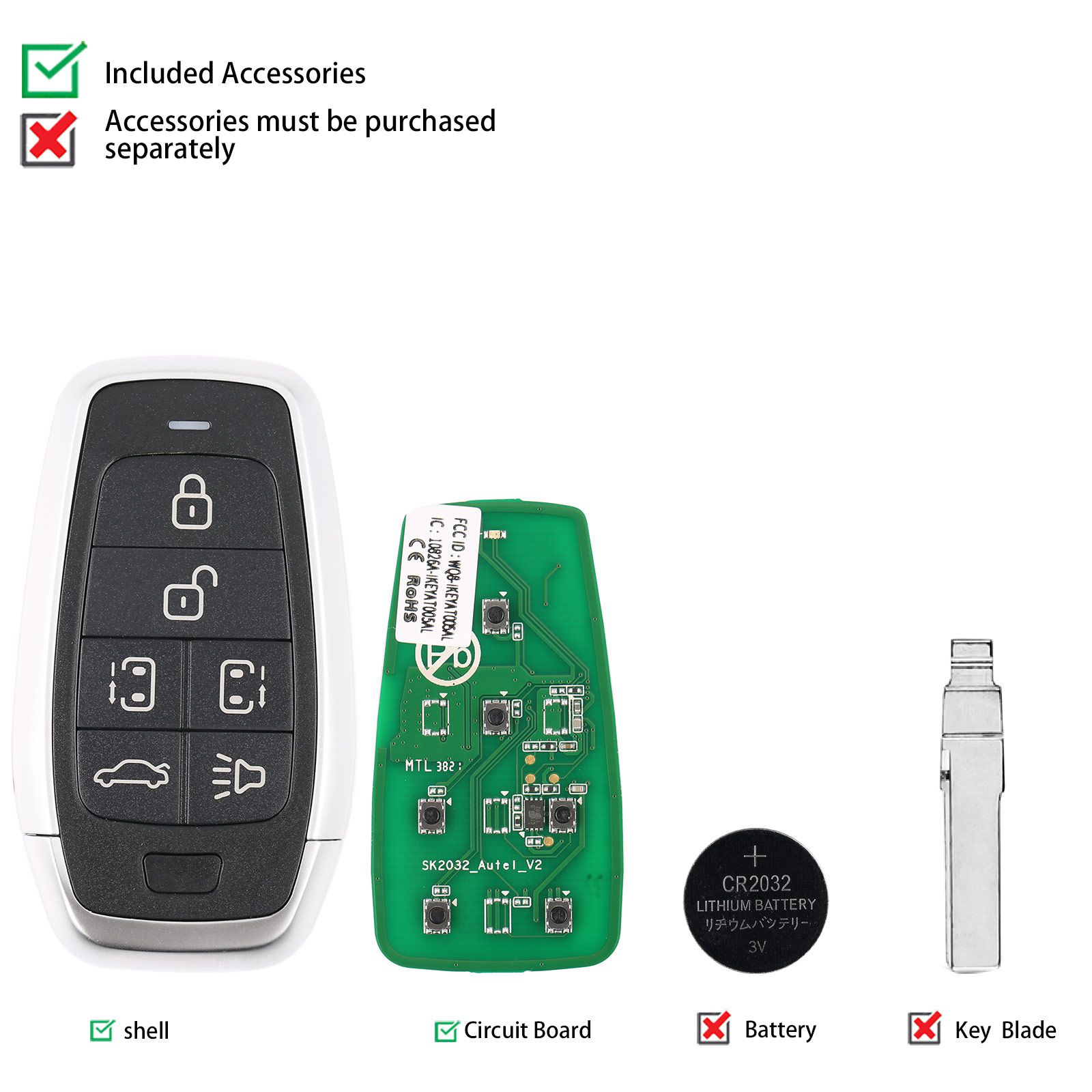 AUTEL IKEYAT006BL 6 Buttons Independent Universal Smart Key 5pcs/lot