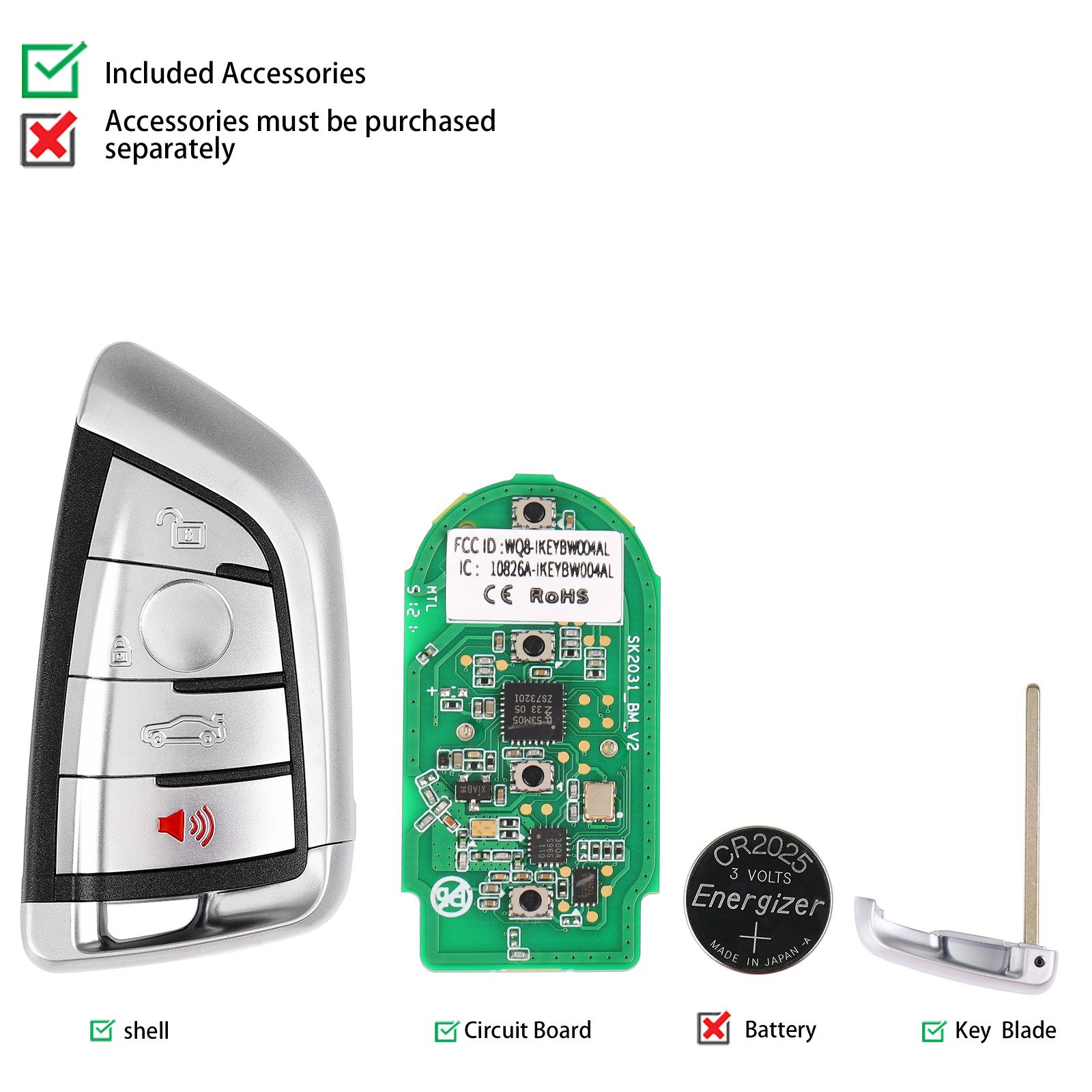 Autel ikeybw004al BMW 4 botones llave maestra inteligente compatible con BMW 5 piezas / lote