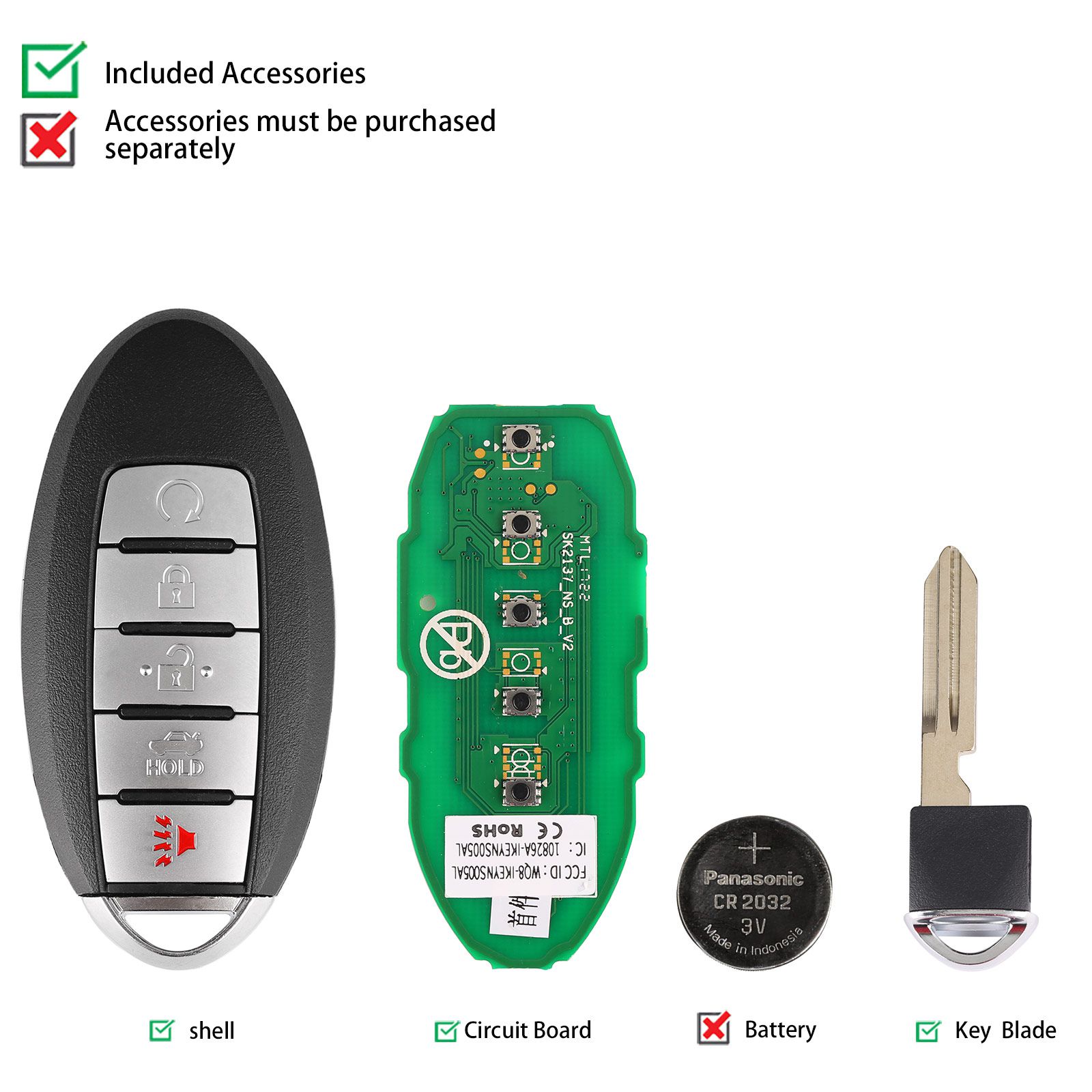 AUTEL IKEYNS005AL Nissan 5 Buttons Universal Smart Key 5pcs/lot