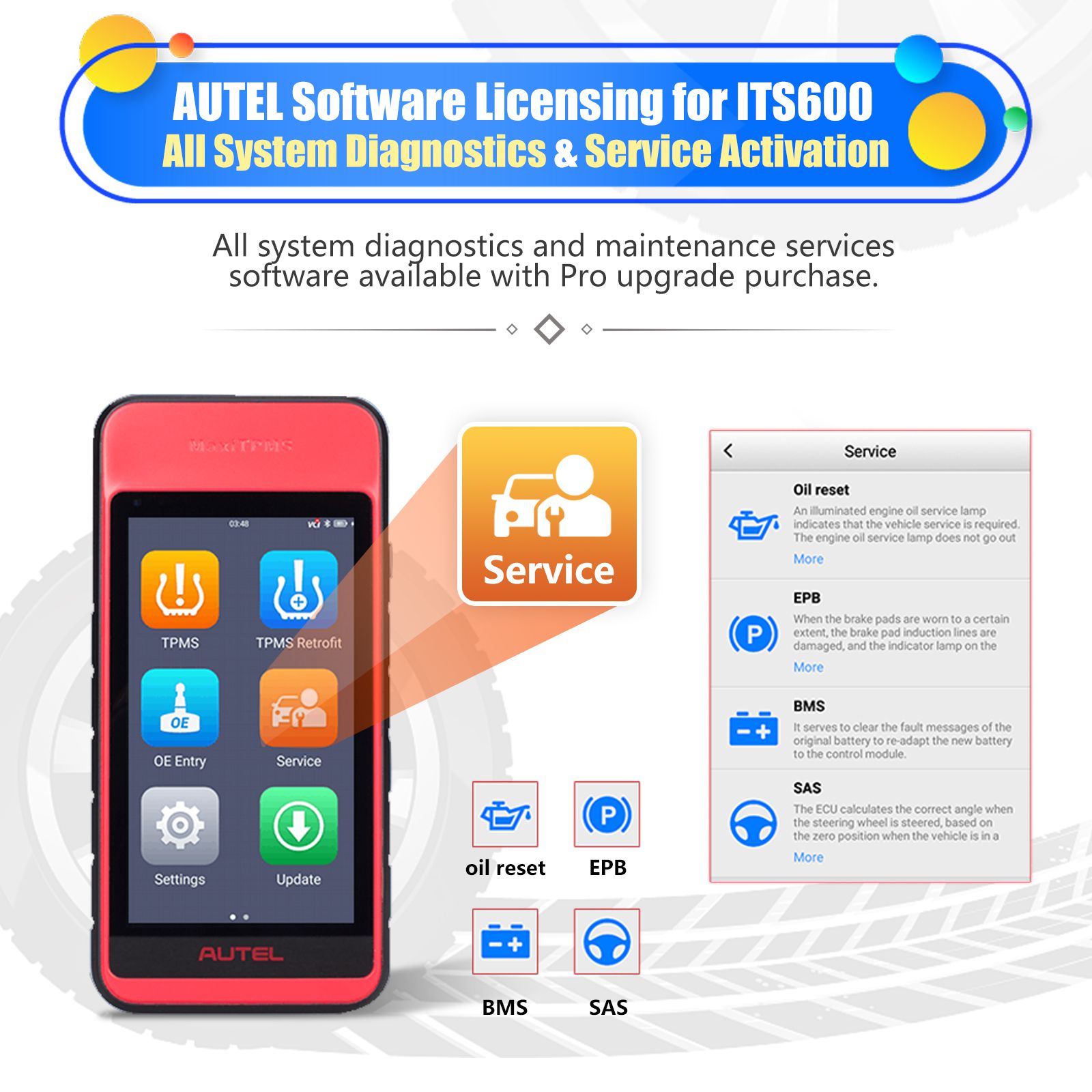 AUTEL MaxiTPMS ITS600에서 AUTEL ITS600PRO로 업그레이드하는 AUTEL 소프트웨어 라이센스