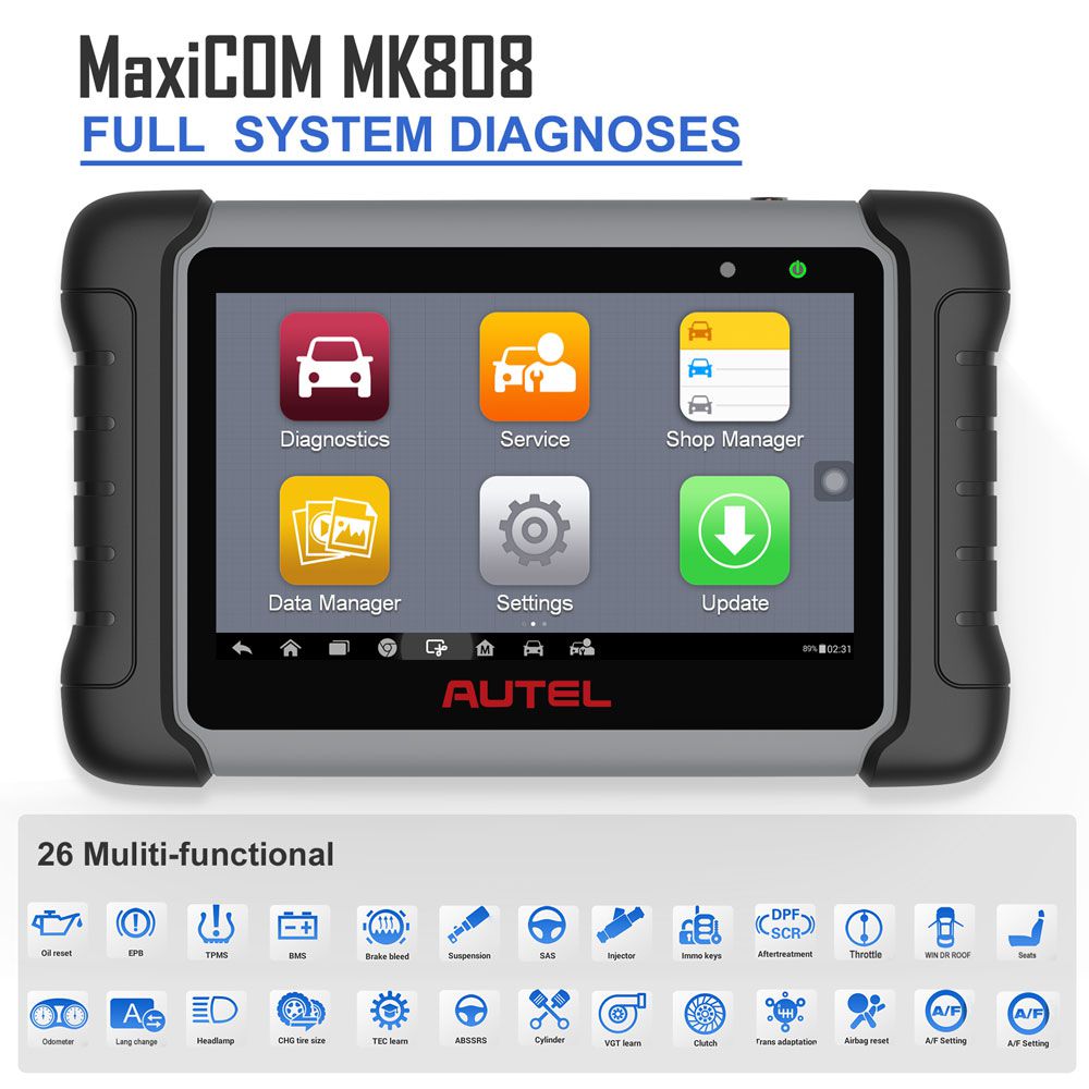 Autel 스캐너 MaxiCOM MK808 AU용 모든 시스템 진단 25+ 유지 관리 IMMO/EPB/BMS/SAS/TPMS/AutoVIN/ABS 공기 방출