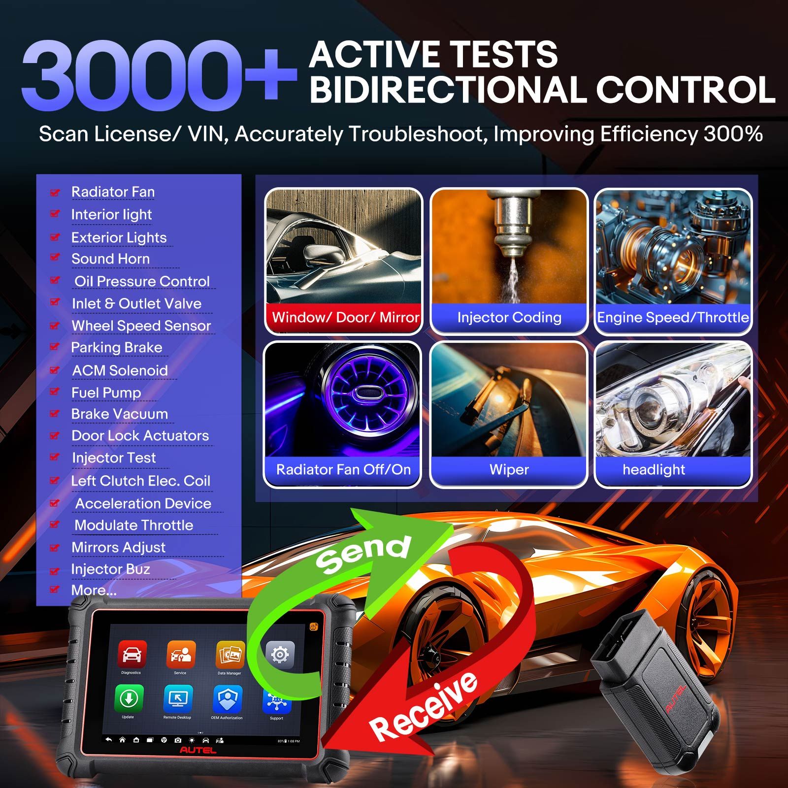 Autel MaxiCOM MK900TS MK900-TS Wireless TPMS Diagnostic Scanner with Android 11 Support DoIP/CAN FD Protocols and 40+ Services Upgraded of MK808TS