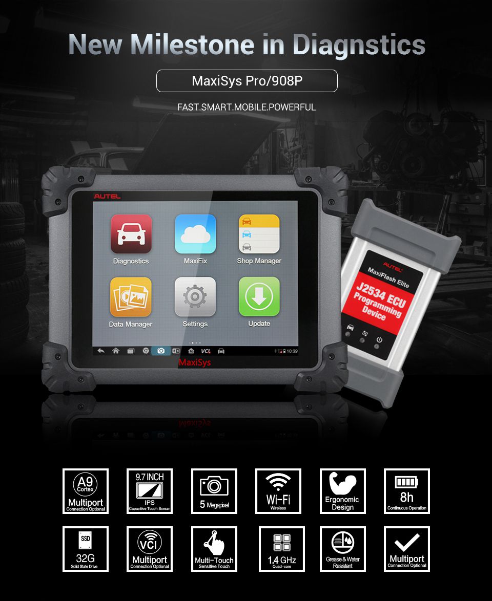 Autel MaxiSys Pro MS908P 차량용 Bluetooth/WIFI 진단/ECU 프로그래밍 도구