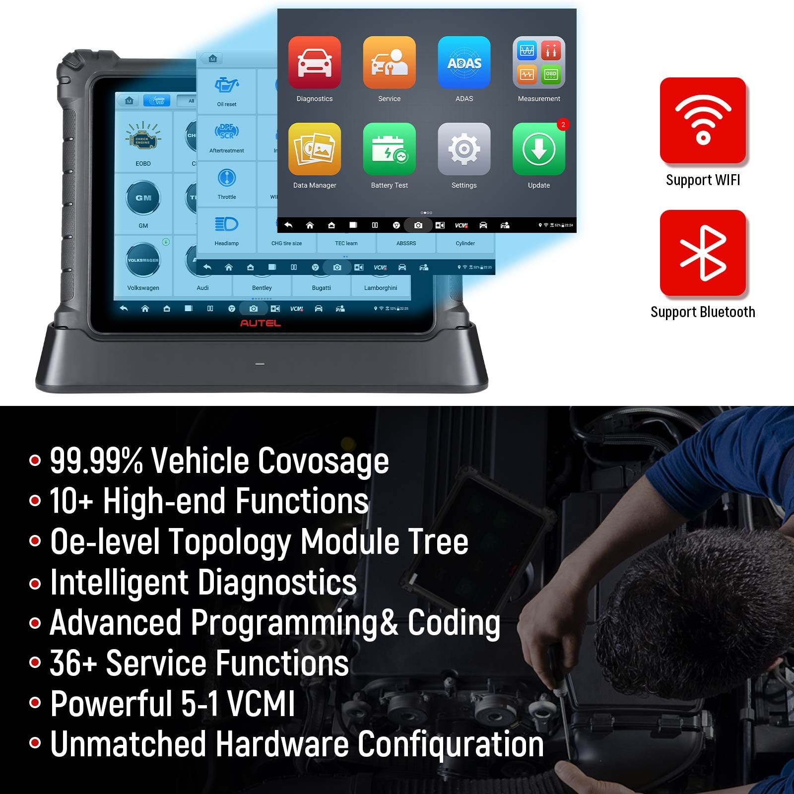 2022 기본 Autel Maxisys Ultra Smart 전체 시스템 진단 도구, MaxiFlash VCMI ECU 프로그래밍 지원