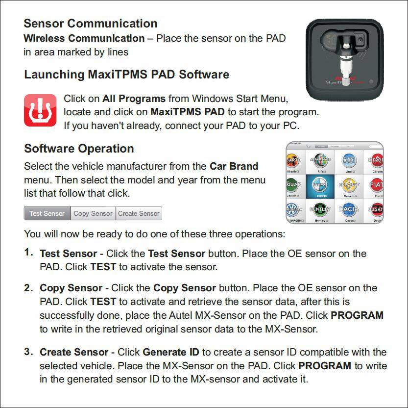 Asistencia de programación de sensores tpms PAD tpms de autoel maxitpms