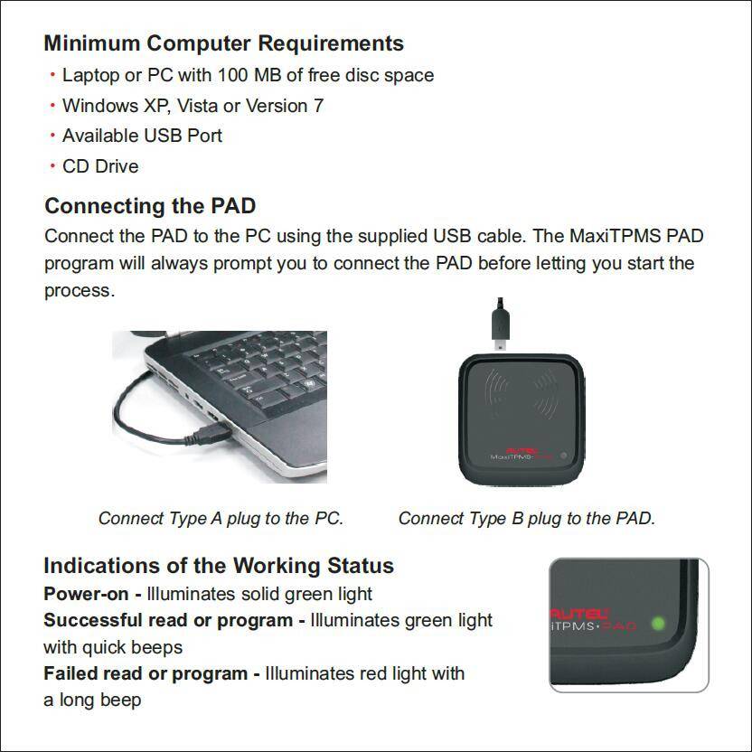 Autel MaxiTPMS PAD TPMS 센서 프로그래밍 보조 장치