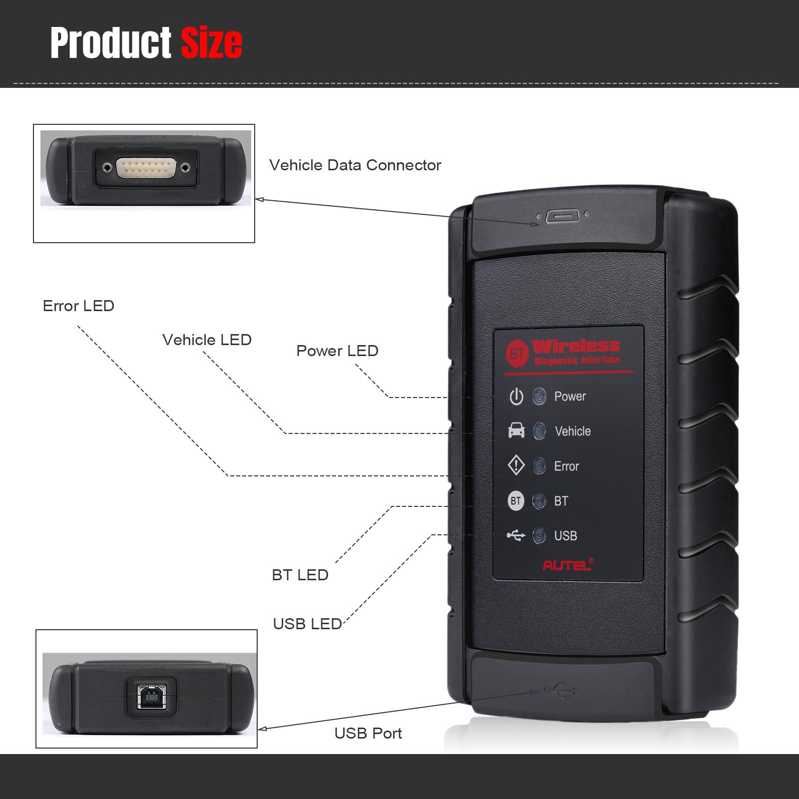기본 Autel VCI Bluetooth 어댑터 무선 진단 인터페이스 Bluetooth 연결 VCI MS908S/MS908/MK908/MS905/MaxiSys Mini용