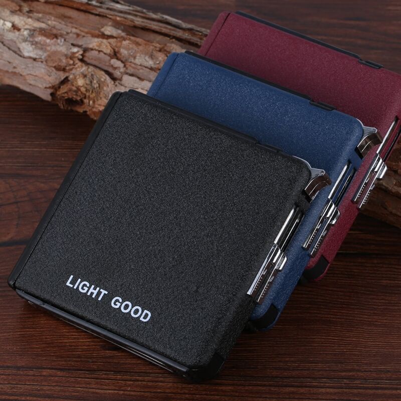 Cigarette Case Automatic Lighter Ejection Butane Windproof Metal Box Holder Home Outdoor Smoking Cigarettes case No Fuel NO Gas
