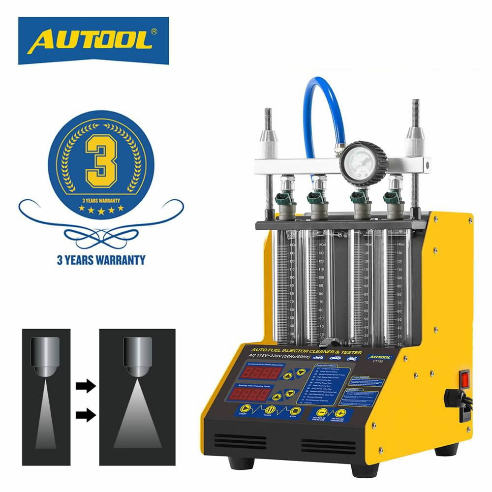 AUTOOL CT150 Car Fuel Injector Tester Cleaner Ultrasonic Fuel Nozzle Gasoline Tester Cleaning Detector 4 Cylinders 110V 220V