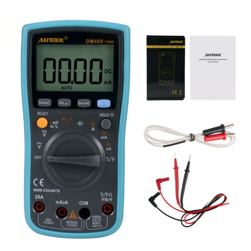 Digital Multimeter 6000 Counts AC/DC Ammeter Voltmeter Ohm Temperature Meter 