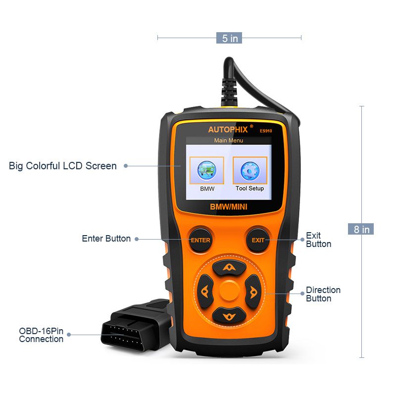 Autophix ES910 BMW OBD2 Automotive Scanner ABS Airbag EPB Transmission ODB2 Code Reader OBDII Diagnostic Tool Lifetime Free Update